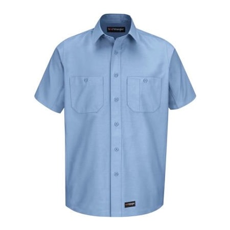 Wrangler® Men's Canvas Short Sleeve Work Shirt Light Blue Long-XL-WS20LBSSLXL